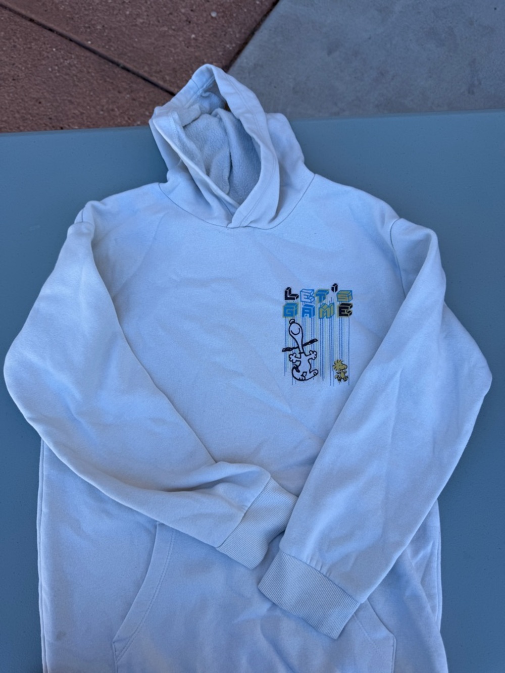 Peanuts White Hoodie with 'Let's Game' Graphic